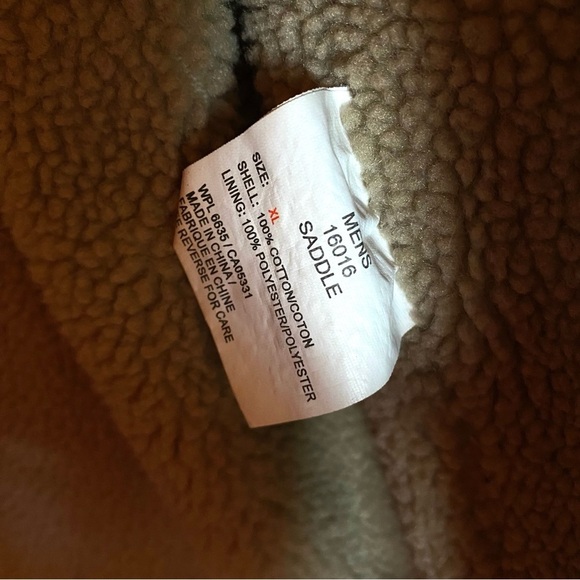 WOOLRICH Sherpa lined Canvas duck zip up Vest Brown Mens size XL - Picture 8 of 9